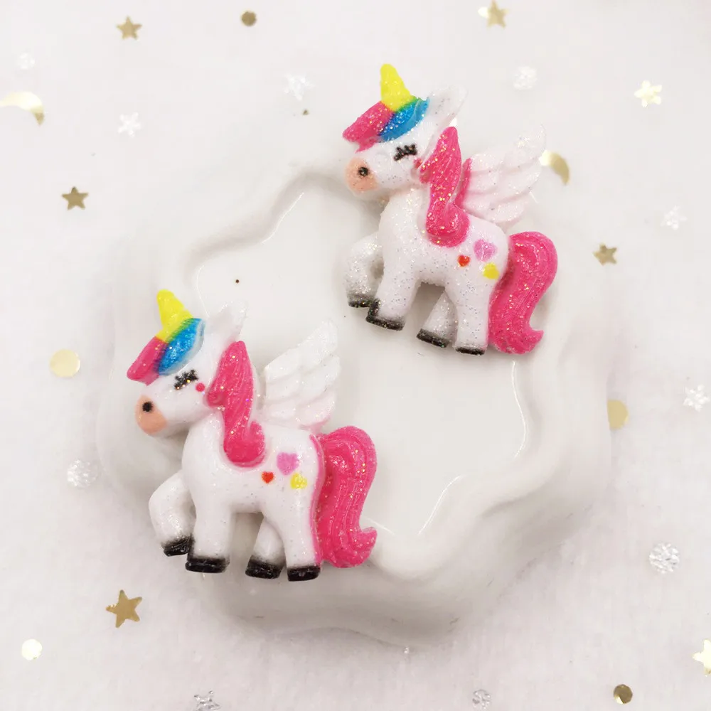 8 шт. полимерные блестки 3D милый красочный единорог с плоским основанием камни