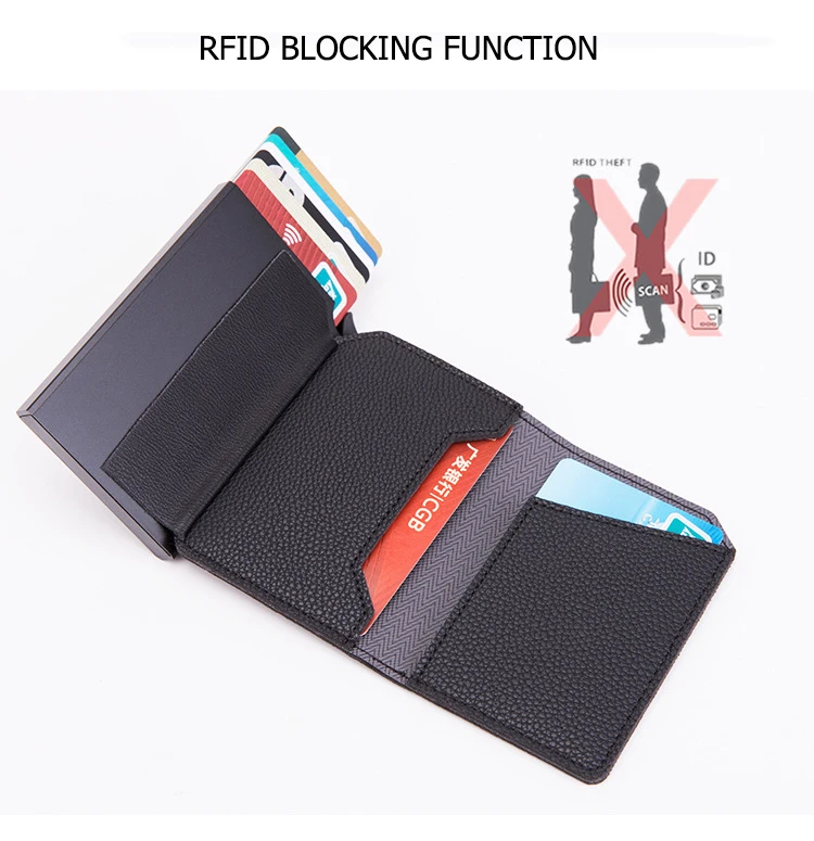 BISI GORO Anti-theft Card Case Carbon Fiber RFID Pop-up Clutch Smart Card Wallet Multifunctional Men Unisex Card Holder