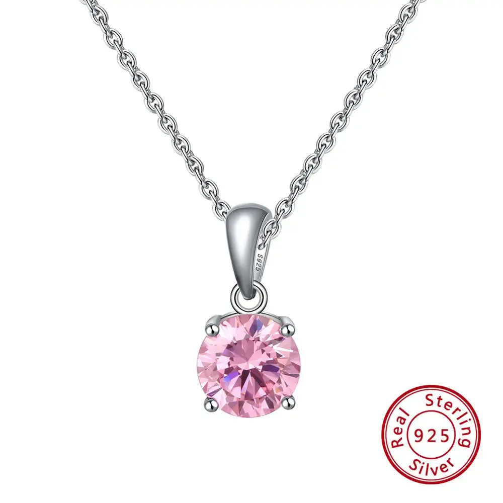 Effie queen, настоящее 925 пробы, серебряное ожерелье с кулоном, счастливый камень по месяцу рождения, разноцветные циркониевые серьги-гвоздики, Женские Ювелирные изделия BN118 - Цвет камня: Oct. Tourmaline