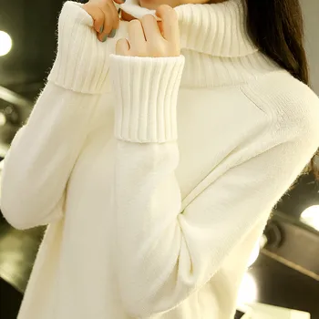 202 New Autumn Winter Women Turtleneck Sweater and Pullover Long Sleeve Knitted Sweaters Jumper Basic Female Casual Tops R1064 1