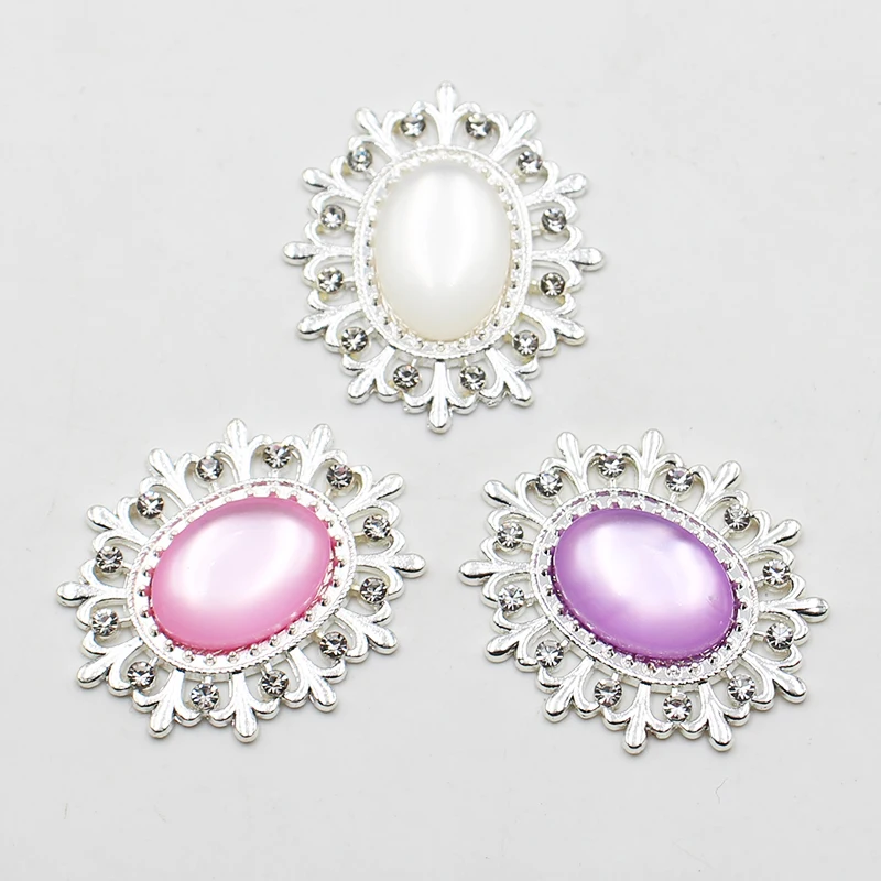 Модные блестящие стразы кошачий глаз из Овального сплава 10 шт./партия 24*28 мм