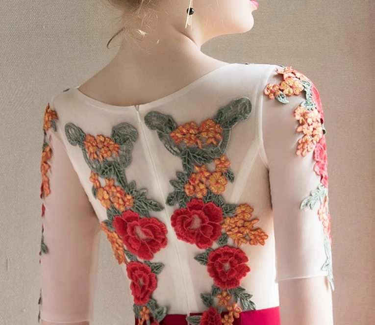 Женское вечернее платье-русалка элегантное темно-Красное Кружевное длинное