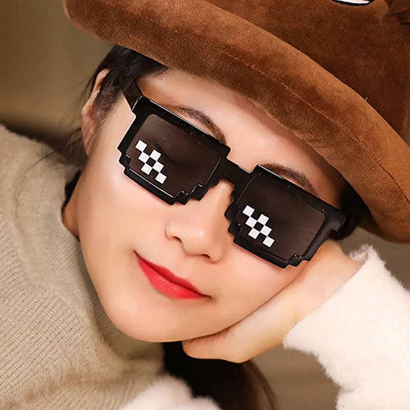 

Модные очки с оттенками, 8 бит, пиксельные женские солнцезащитные очки, унисекс очки, мозаичные солнцезащитные очки для мужчин и женщин, очки...