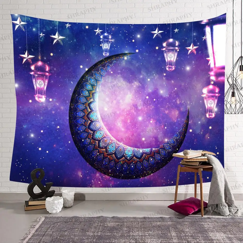 

Moonlit Garden Tapestry Moon Phase Surrounded by Vines and Flowers Art Wall Hanging Tapestries for Living Room Home Dorm