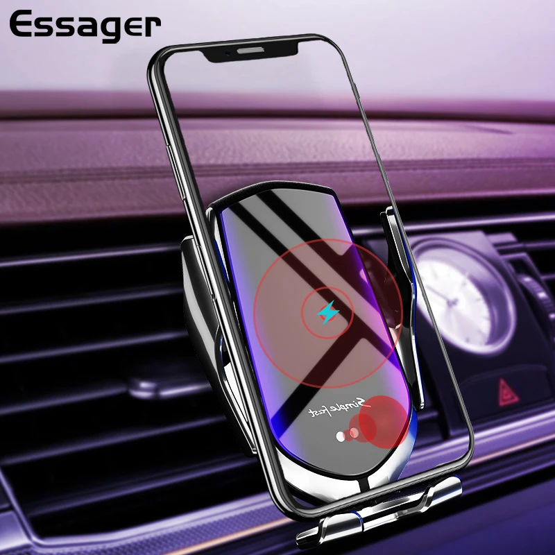 Essager 10 Вт Qi автомобильное беспроводное зарядное устройство для iPhone 11 Pro samsung Xiaomi Mi Индукционная быстрая Беспроводная зарядка с автомобильным держателем для телефона