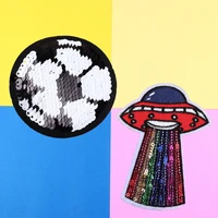 fashion sequins embroidered football patches 3d diy iron on rainbow space aliens clothes accessories