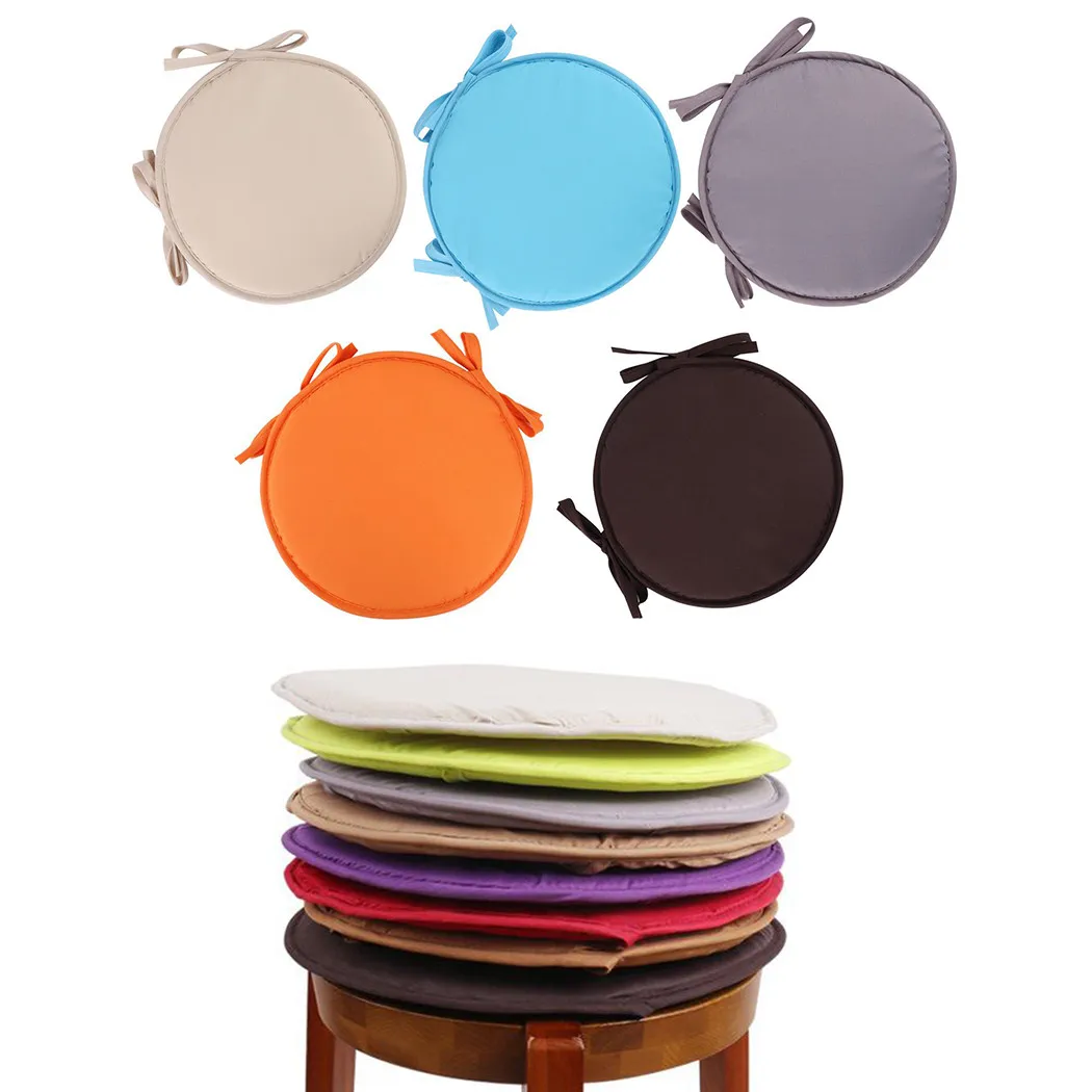 

Круглая подушка для стула сиденье, однотонные накладки с завязкой, кухонная обеденная Съемная круглая подушка для стула для бистро