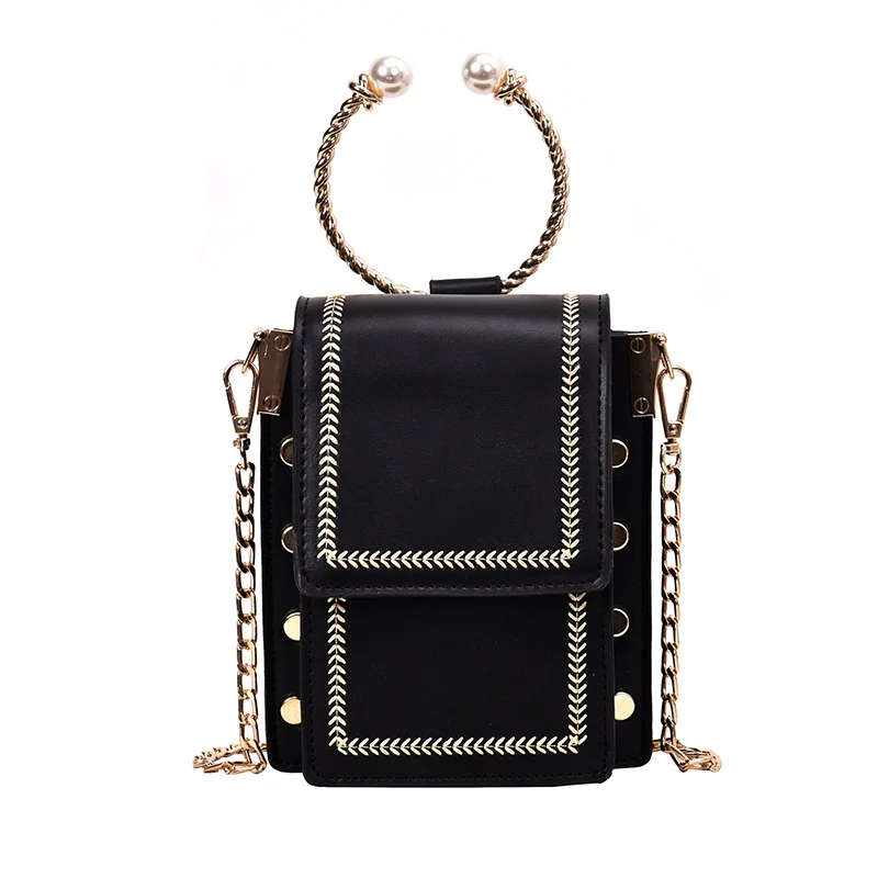 2019 new network celebrity pearl small square bag 100 chain oblique satchel | Багаж и сумки