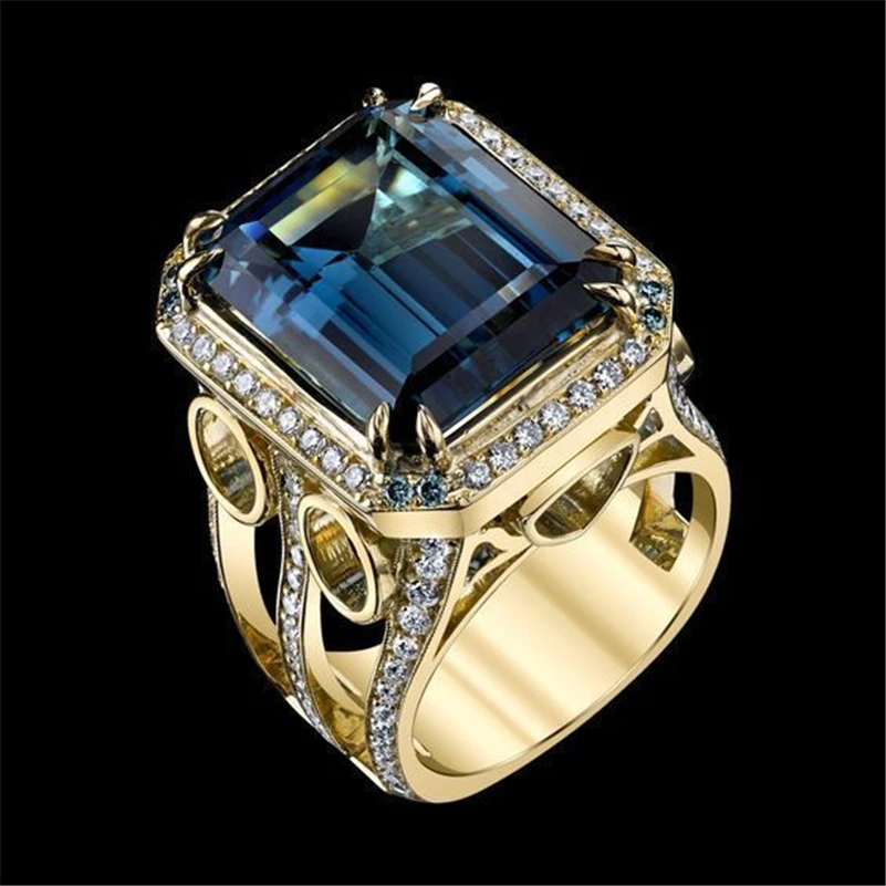 

14K Yellow Gold color Natural Sapphire Jewelry Ring for Men Women Fine Anillos De Wedding Bizuteria 14 K Gold Pure Gemstone Ring