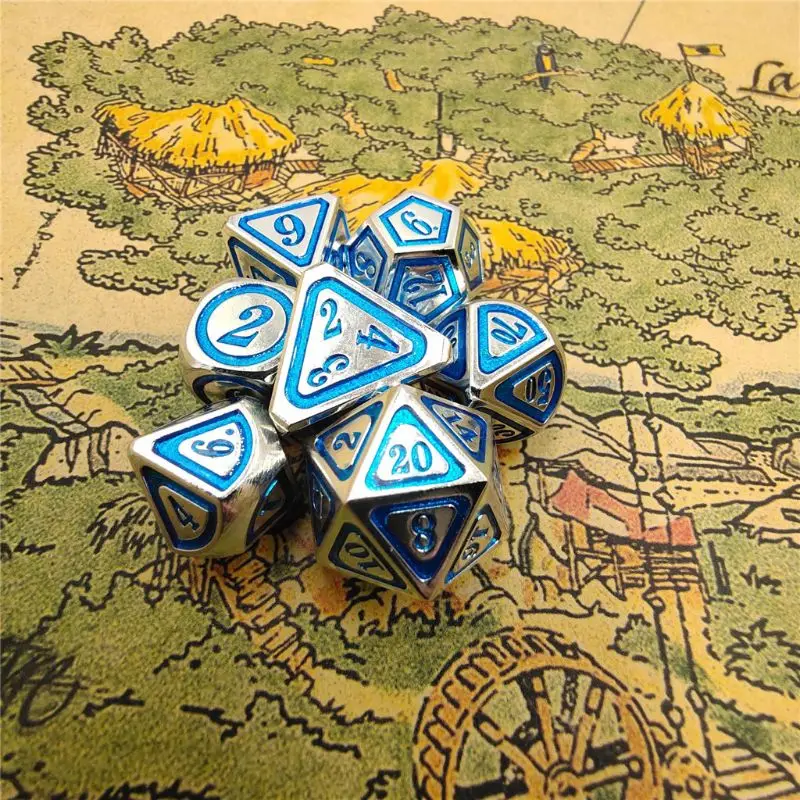 

New Metal Dice 7pcs/set RPG Dice Board Game Toy D4 D6 D8 D10 D12 D20 Magic Props Polyhedral Dice