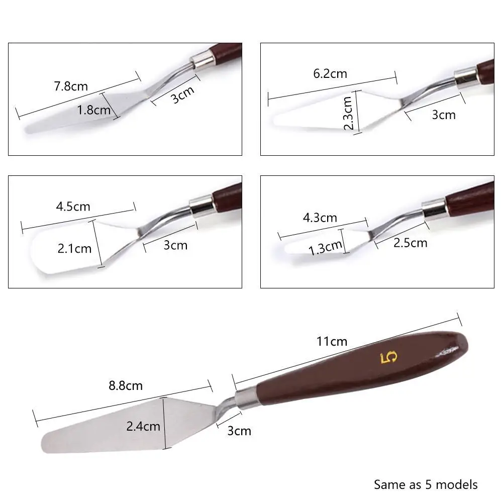 

5Pcs/set Steel Spatula Kit Palette Gouache Supplies For Oil Painting Knife Fine Arts Painting Tool Set Flexible Blades