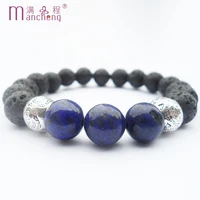 natural buddha yoga prayer beads black volcanic lazurite ethnic lapis lazuli chain meditation bracelet jewelry for women male