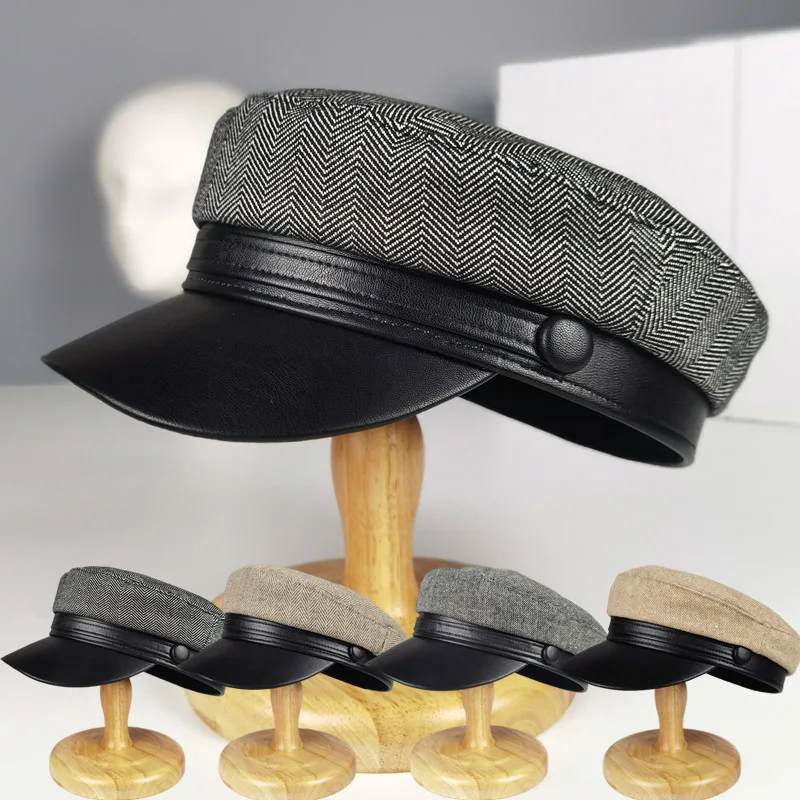 

Новая повседневная Кепка в стиле милитари для мужчин и женщин, плоская кепка из чистого хлопка, Ретро Кепка для водителя грузовика, черная т...