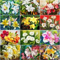 full square 5d diy diamond embroidery lily flower diamond painting cross stitch mosaic rhinestone pictures craft home decoration