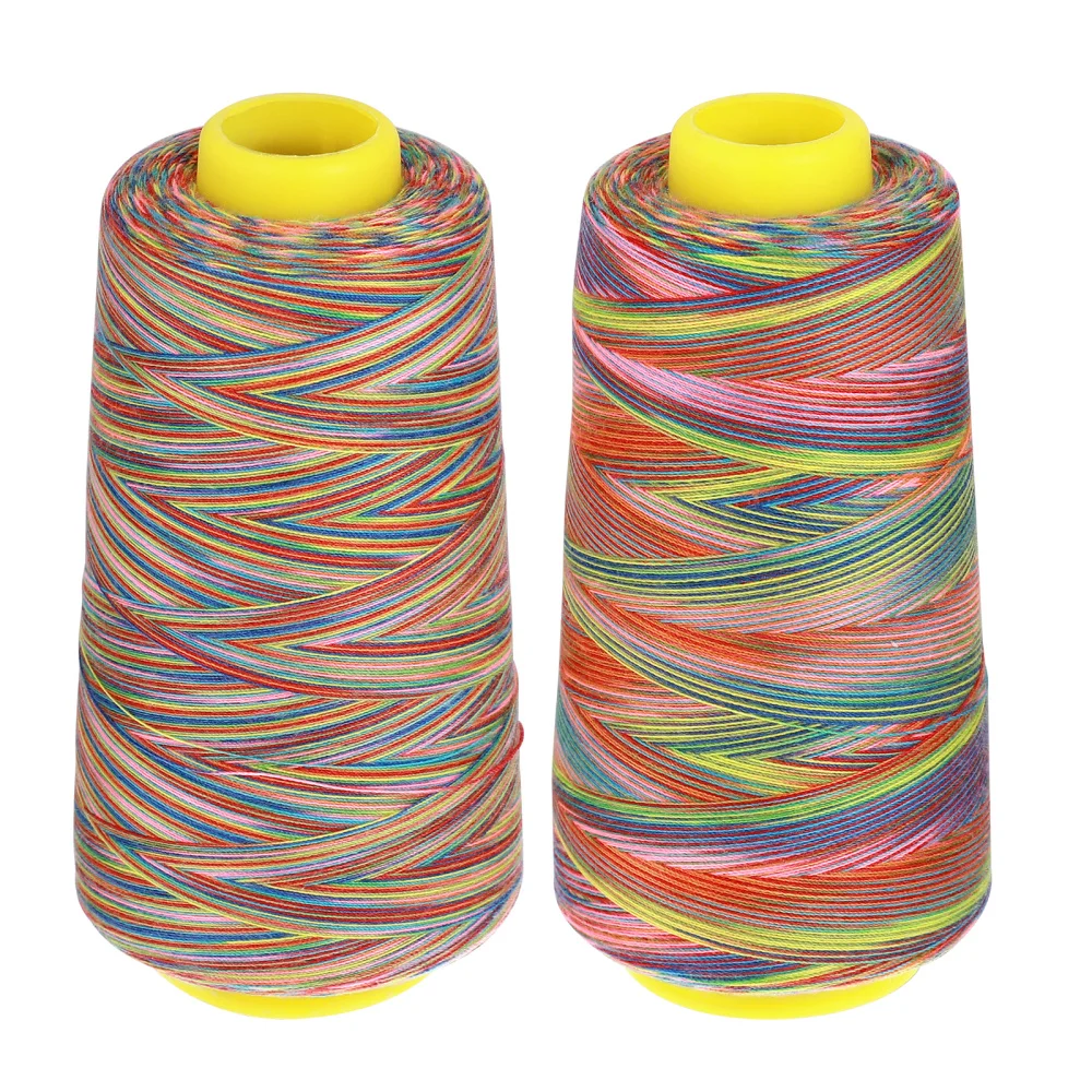 PRETYZOOM 2 рулона Радужная швейная нить из полиэстера разноцветные нитки для шитья