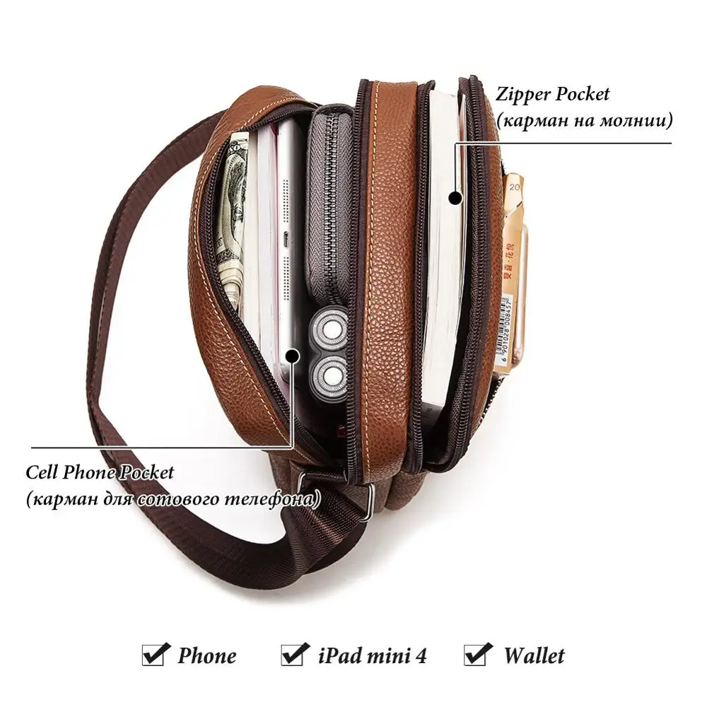 Сумка-мессенджер Мужская из 100% натуральной кожи Повседневная деловая |