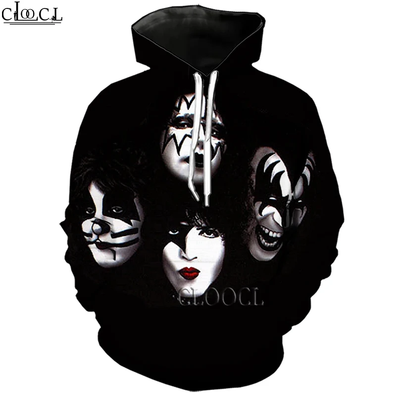 

HX Fashion Men Women 3D Print Harajuku Hoodie Hip Hop Popular Heavy Metal KISS Rock Band Unisex Hip Hop Tops DropShipping