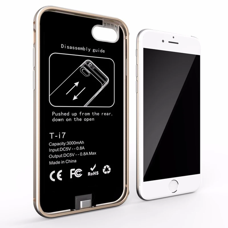 4000 мА/ч для Iphone 7 Plus корпус аккумулятора металлический чехол с зарядным