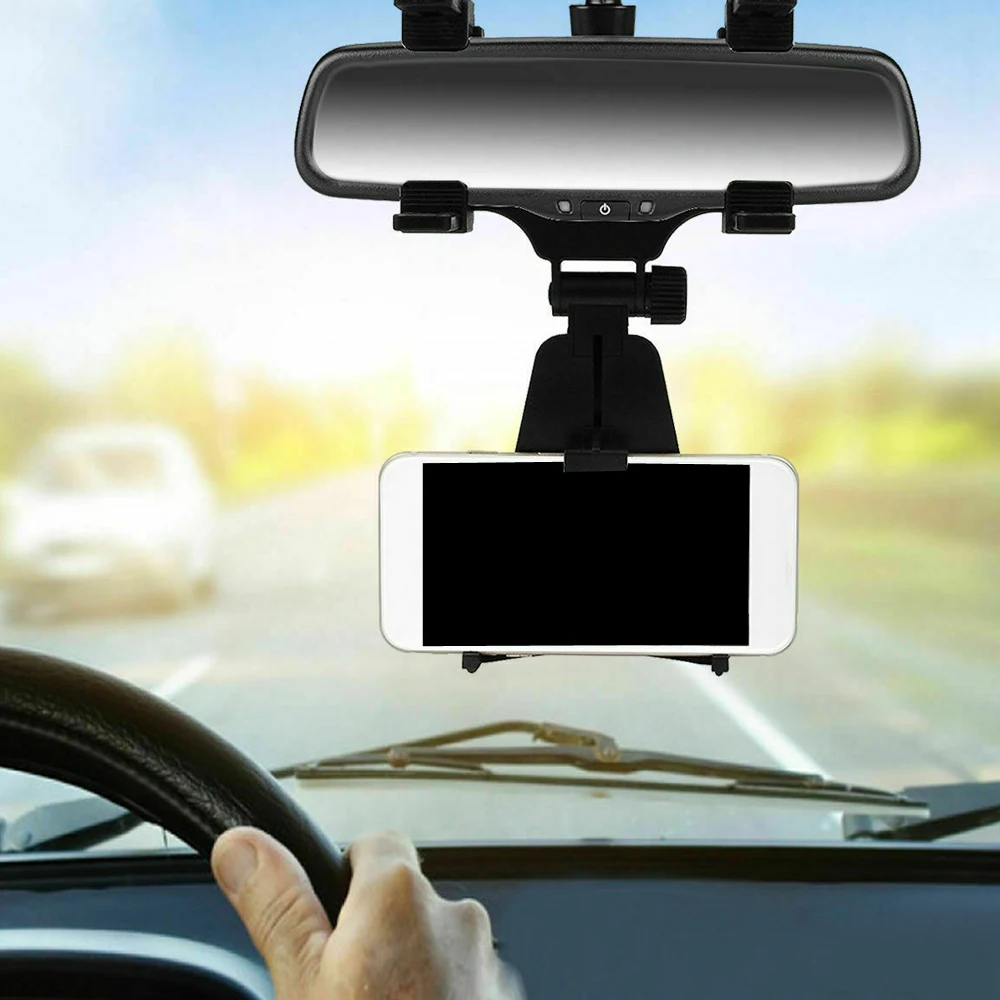 

1Pcs Universal Black Auto Car Rear View Mirror Mount Stand Holder Cradle Adjustable Fit For Cell Phone GPS