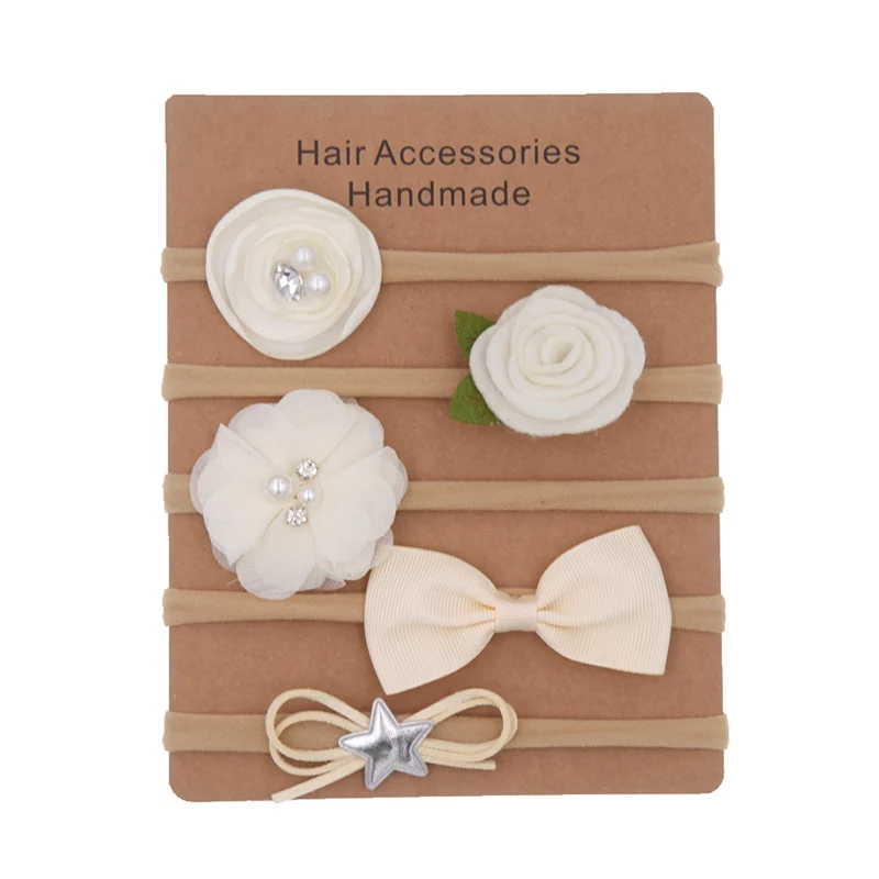 6pcs/set Elastic Flower Headbands for Baby Girls Hair Accessories Bow Nylon Turban Skinny Stretchy Rubber ban | Детская одежда и