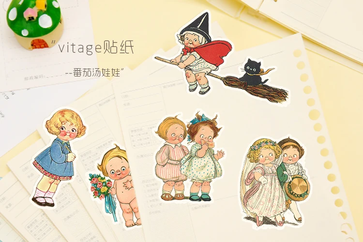 Винтажная помидорная кукла бумажная наклейка s рукоделие и скрапбукинг детские