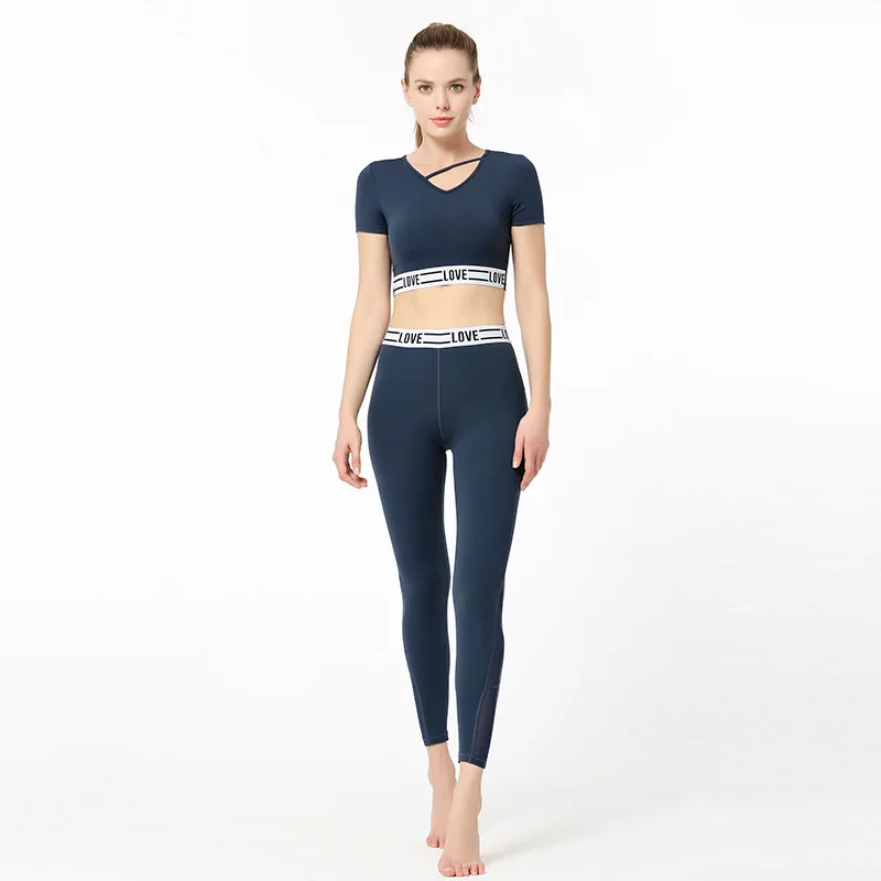 

Luren High Quality Tracksuit Sexy Tight High Waist Pants Sports Waistcoat Suit Breathable Fitness Runing Sportwear Gym Wear