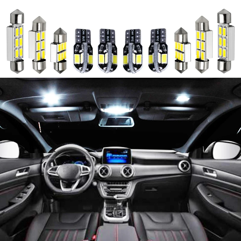 Fit For Honda Accord Coupe & Sedan 2003-2012 Ultra WHITE Interior Lighting Led Package Kits 8 Pieces Map Dome License Plate Lamp |