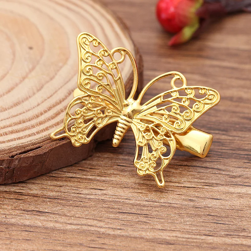 10pc 25*35mm Filigree Butterfly Bobby Pins Metal Clip Crocodile Duckbill Women Hair With Teeth Alligator Clips styling | Украшения и