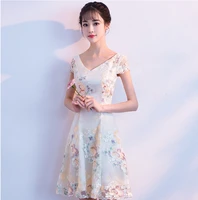 improved cheongsam 2019 new summer fashion small fragrance short chinese lace embroidery girls dress womens baggy dresses