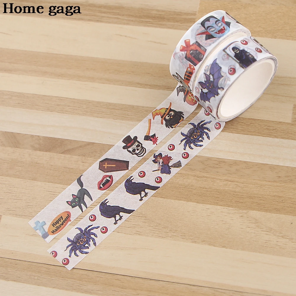 

D3479 Homegaga 15mmX5m Хэллоуин ужас лента Washi Бумага Стикеры клейкая лента для скрапбукинга стационарный подарок