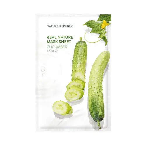 Cucumber 1pcs Маска для лица с натуральным природным покрытием, 1 шт., увлажняющая маска для лица с масляным контролем, отбеливающая эссенция, оригинальная корейская косметика - Цвет: Cucumber 1pcs