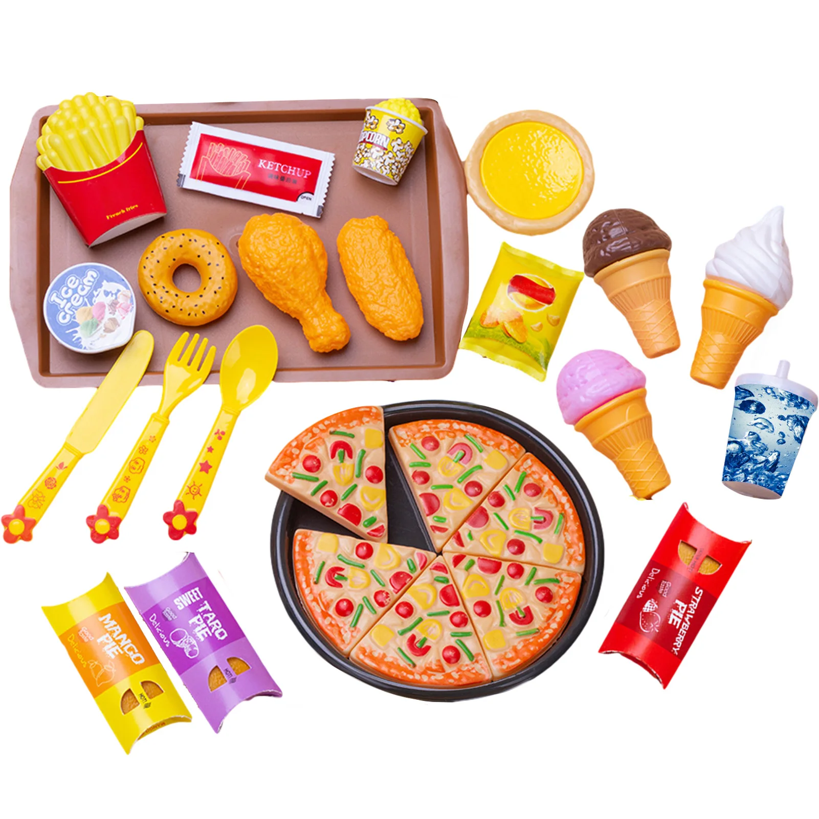 

27PCS Children Kitchen Pretend Play Pizzas Toys Kitchen Play Set Safe House Educational Pretend Toy for Kids