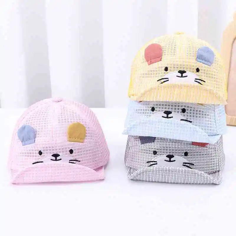 

Cartoon Cute Cat Baby Baseball Cap With Ears Summer Mesh Breathable Infant Boys Girls Caps Outdoor Kids Sun Hat