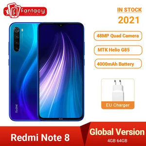 Xiaomi Redmi Note 8, в наличии дюйма, глобальная версия дюйма, 4 Гб ОЗУ, 64 Гб ПЗУ, 2021 дюйма, Восьмиядерный процессор MTK Helio G85, FHD экран 48MP Quad Camera дюйма, 6,3 мАч