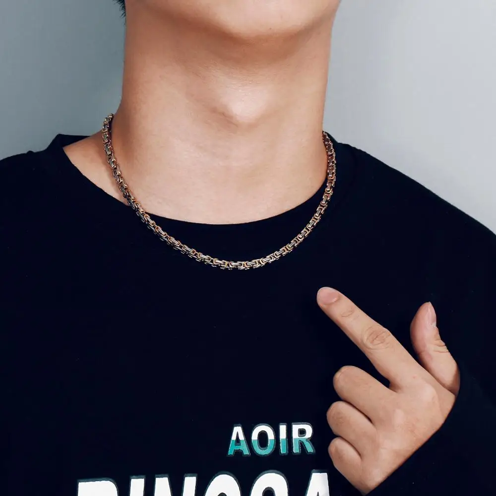 Длинное ожерелье из нержавеющей стали для мужчин длинное в королевской коробке