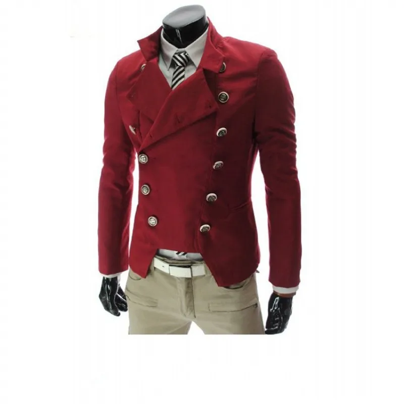 

European Fashion Punk Mens Jacket Slim Fit Vintage Suit Coat Double Breasted suits Elegant Male Outerwear Spring Short Jackets