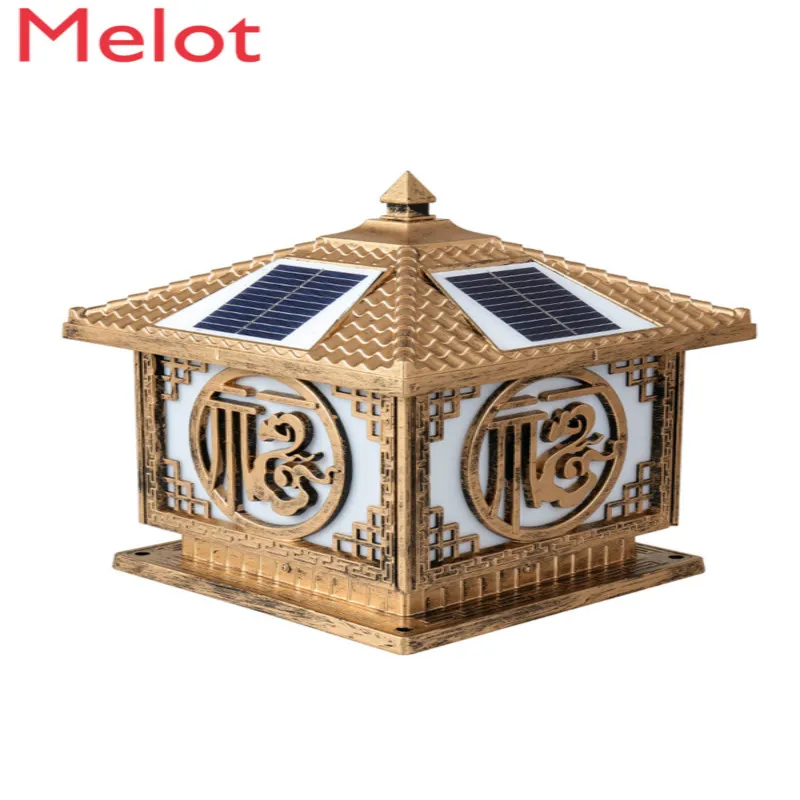

Outdoor Solar Pillar Lamp Villa Garden Lamp Waterproof Wall Lamp Home New Rural European Garden Door Pillar Lamp