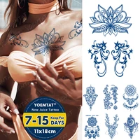 juice ink tattoos body art lasting waterproof temporary tattoo sticker lotus mandala tatoo flower arm fake tatto women men