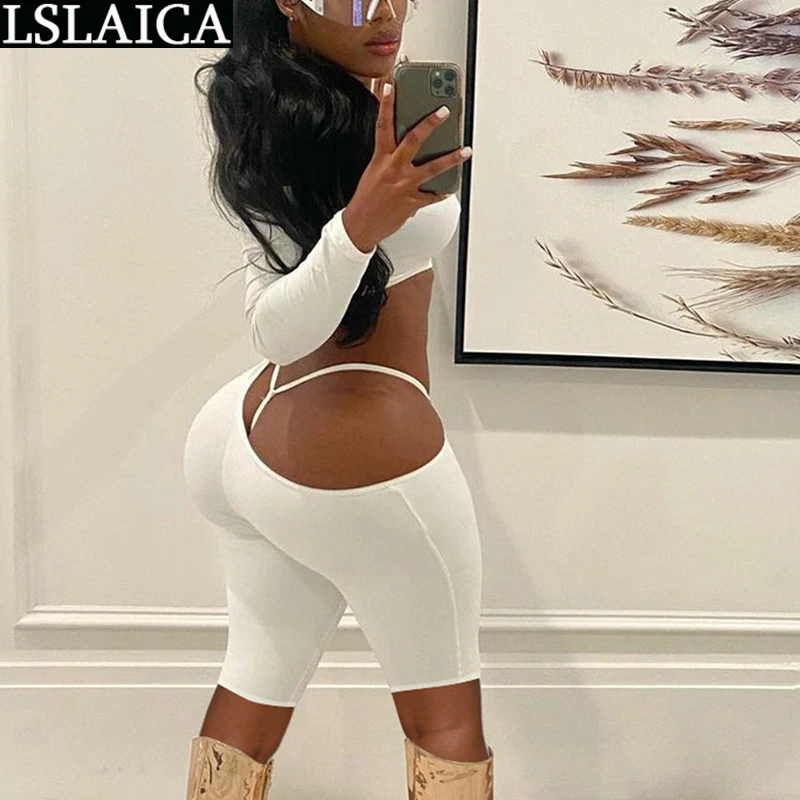 

Dropshipping White Summer Overalls Hollow Out Off Shoulder Sexy Clubwear Rompers for Women Without Underpants Party Jumpsuits