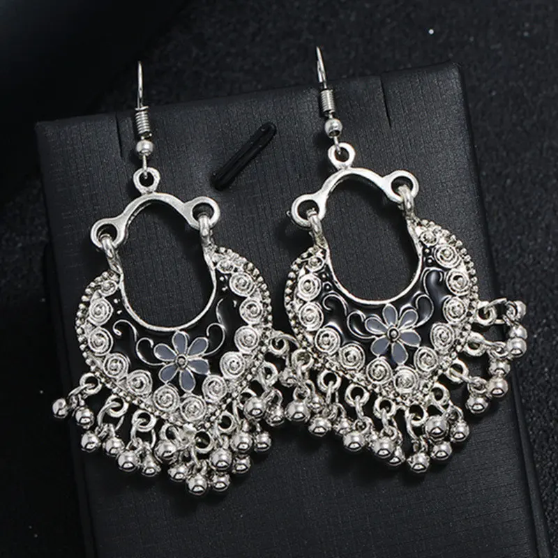 Индийские Jhumka серьги «Слоник» цыганские ювелирные изделия в стиле ретро этнические бусины в античном стиле висячие серьги с кисточками для женщин богемный подарок