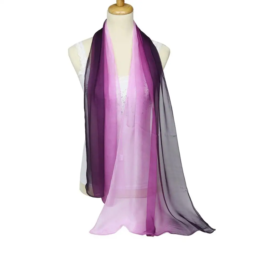 

Fashion Gradient Color Voile Scarf Women Lightweight Soft Long Neck Wrap Shawl Women Autumn Lady Long Scarves