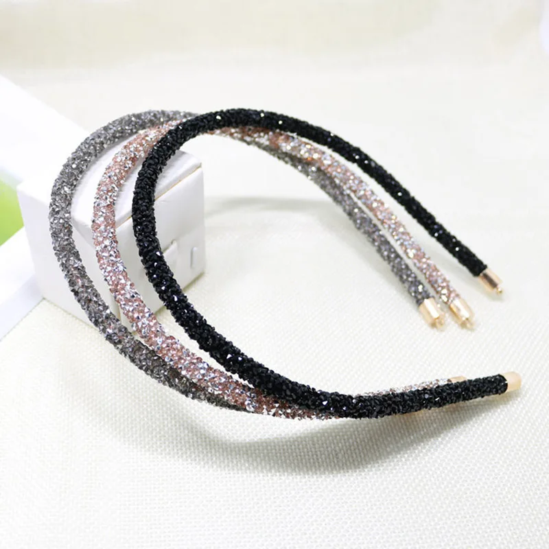 Мода Корея кристалл оголовье для женщин горный хрусталь Hairband шикарный ободок волос обруч Девушки аксессуары для волос простой головной убор