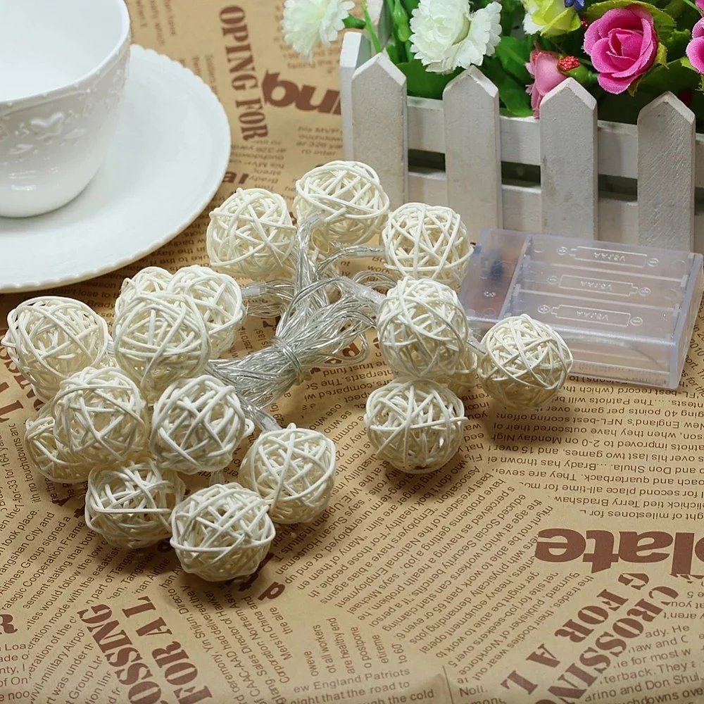 

Rattan Ball LED String Light 6M 40Led Warm White Fairy Light Holiday Light For Party Christmas Wedding Decoration