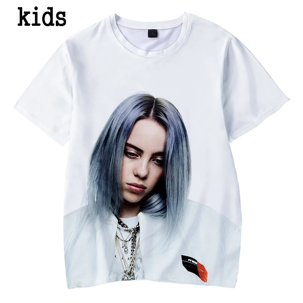 2019 г. Billie Eilish/Летняя футболка для мальчиков детская с 3d принтом одежда и девочек 4 5