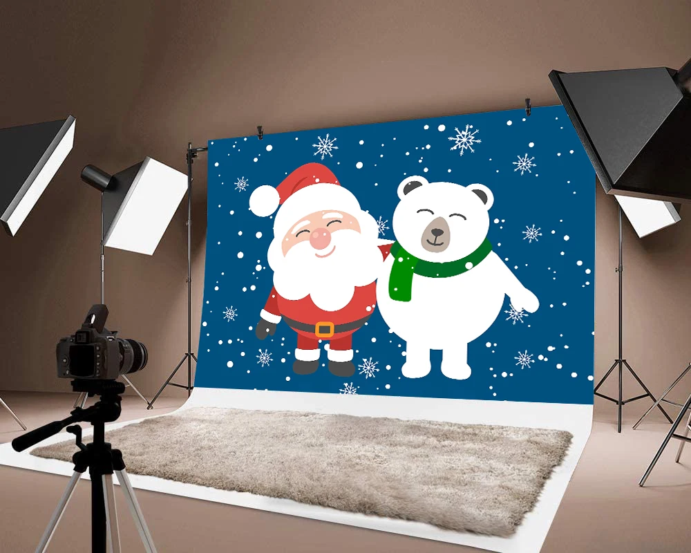 

Merry Christmas Santa Claus Snowman Photograph Thin Vinyl Background Backdrop Photo Festival Party Decorations