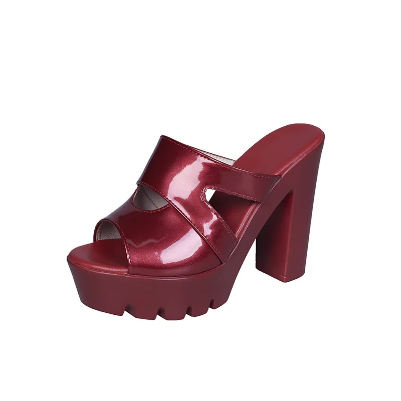 

Summer Women's Shoes Casual Slippers Sexy Super High Heel Fish Mouth Slipper Fashion Open Toe Platform Sandals Slipper B39