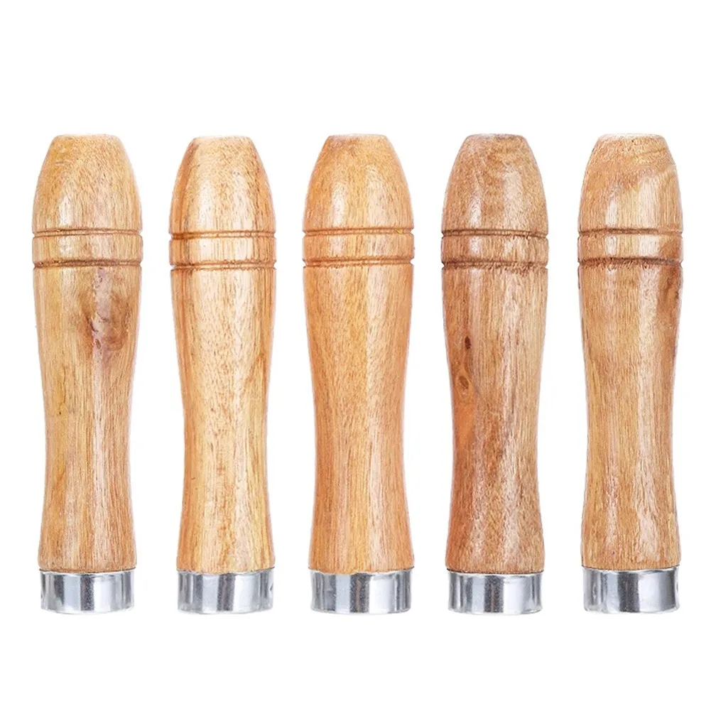 

5pcs Wooden File Handle Replacement Strong Metal Collar For File Craft Tool 11cm Wood Wooden File Handle 11cm Hole Diameter 6mm