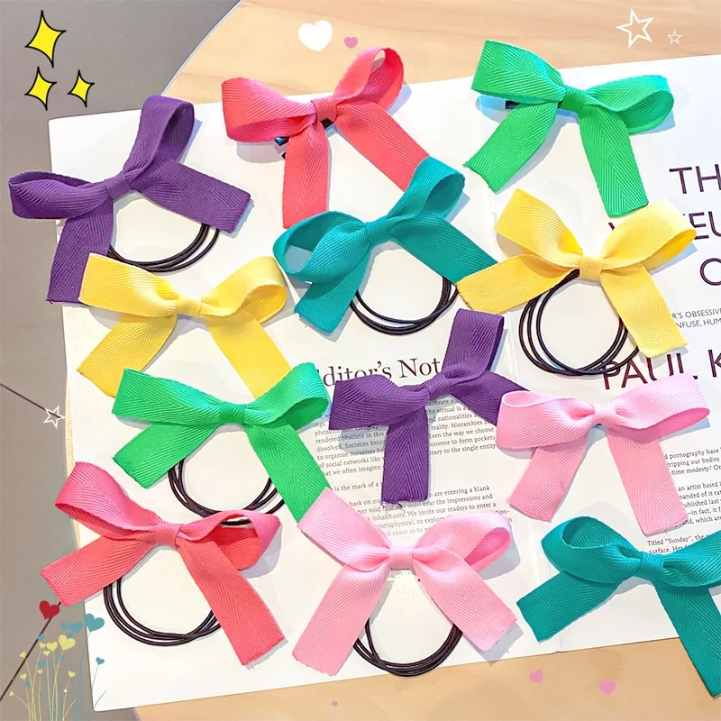 

Bow hair rope simple duckbill clip girls tie hair rubber band cute hairpin