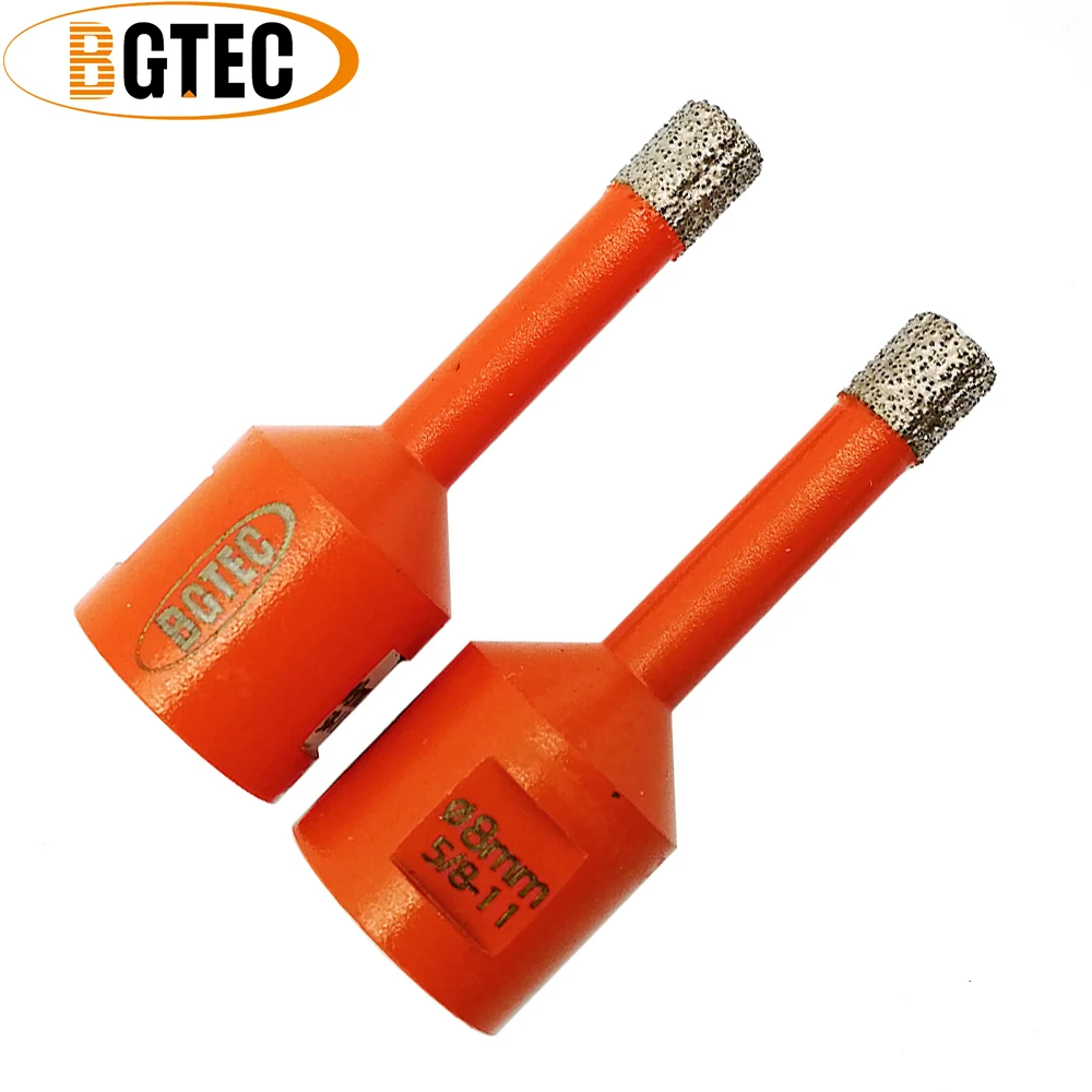 

BGTEC 2pc 8mm Vacuum brazed diamond Dry drilling core bits 5/8-11 connection 5/16" Drill bits for porcelain tile granite