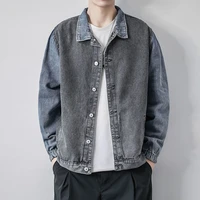 men denim jacket long sleeve coat spring and autumn tidal current college streetwear sport youth pop the price of recommend new